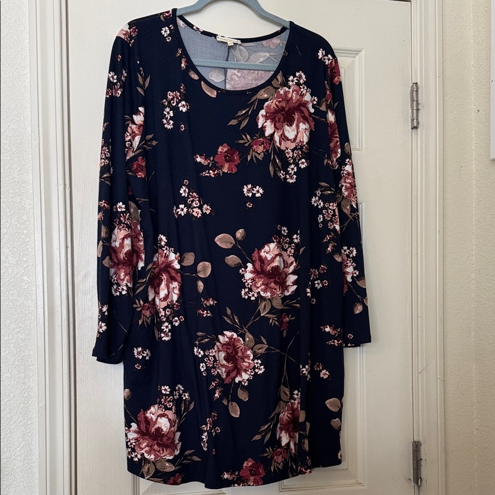 Sweet Love Navy and Burgundy Floral Dress